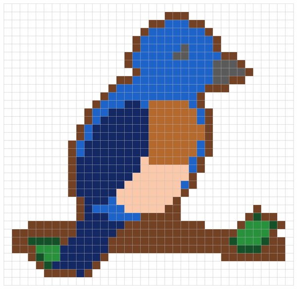 Bluebird color by number pixel art