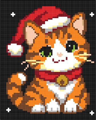 Santa Cat pixel art from the book