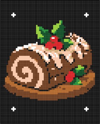 Yule Log pixel art from the book