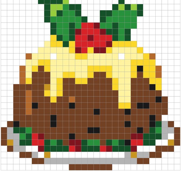 Christmas Pudding color by number pixel art