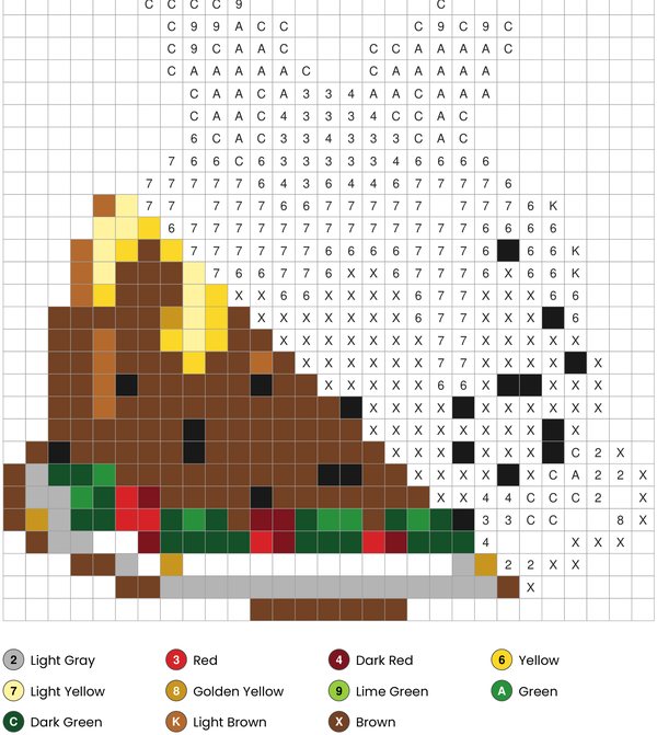 Christmas Pudding page partly colored