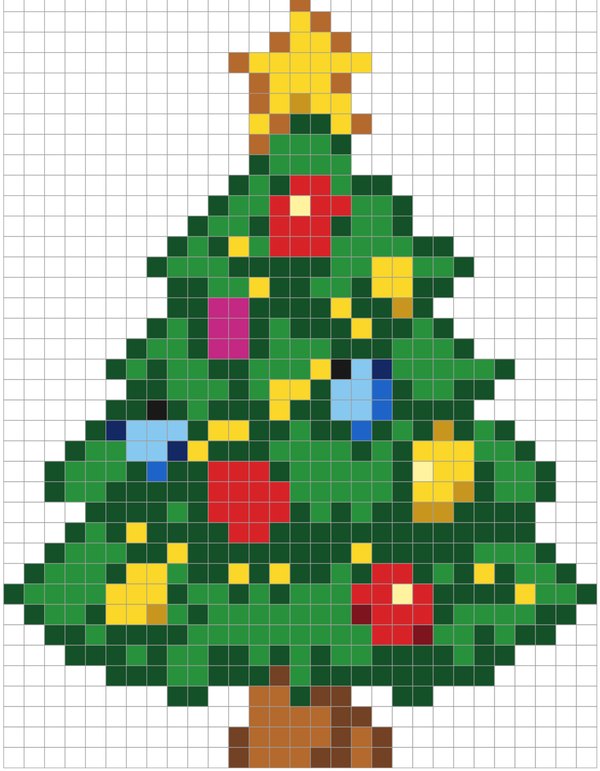 Christmas Tree color by number pixel art