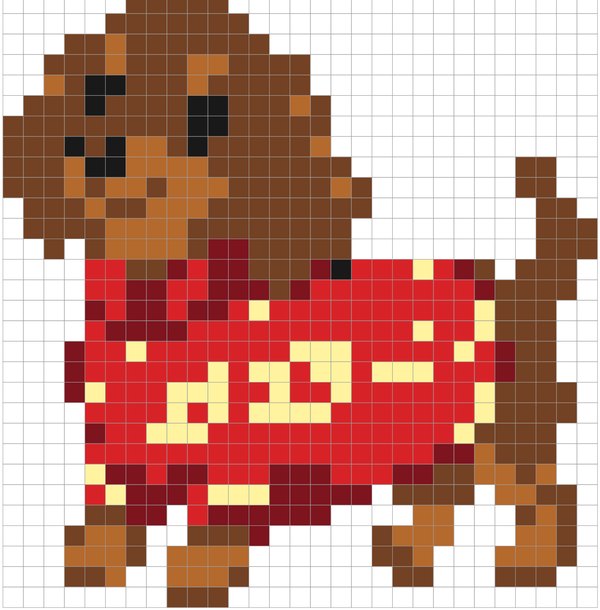 Dachshund color by number pixel art