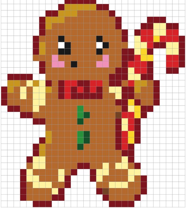 Gingerbread Man color by number pixel art