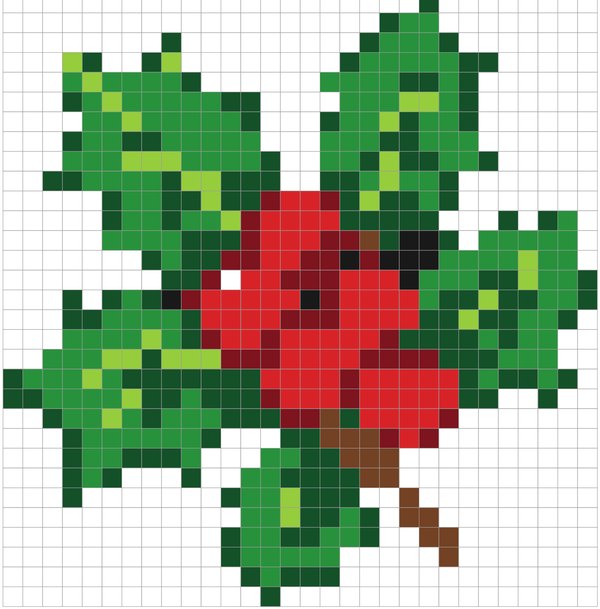 Holly color by number pixel art
