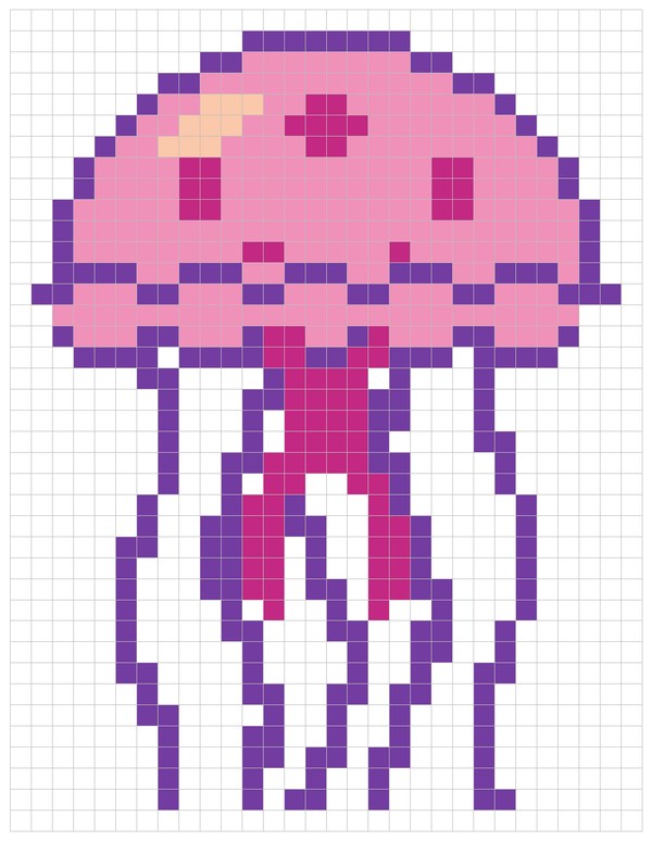 Jellyfish color by number pixel art