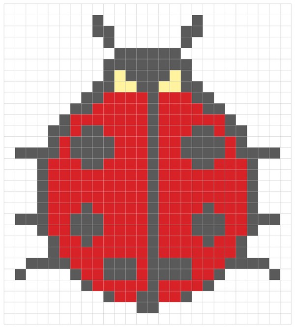 Ladybug color by number pixel art