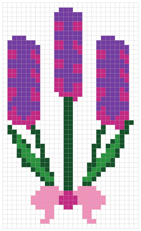 Lavender Bouquet color by number pixel art