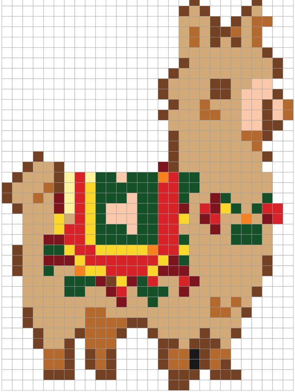 Llama color by number pixel art