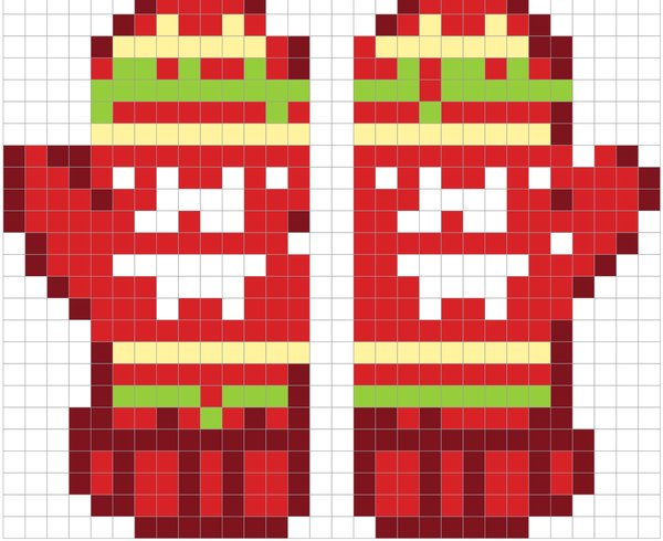 Mittens color by number pixel art