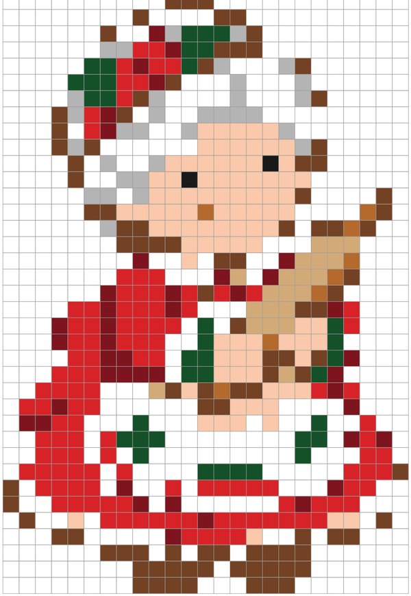 Mrs. Claus color by number pixel art
