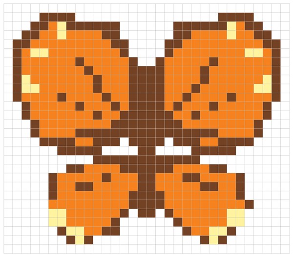 Orange Butterfly color by number pixel art