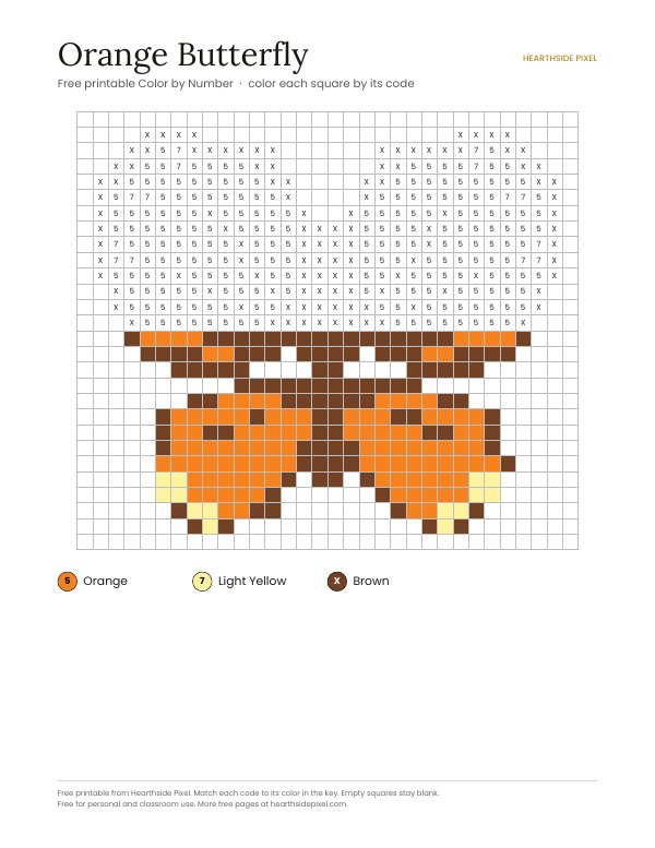 Orange Butterfly page partly colored
