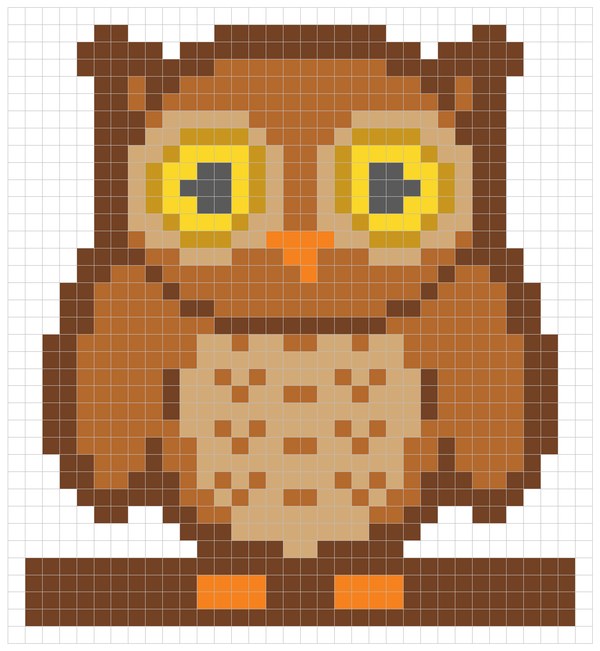 Finished owl pixel art