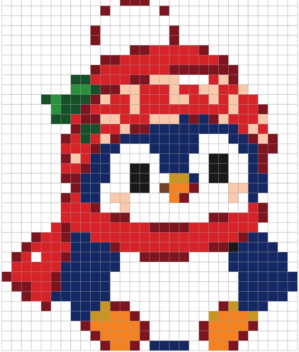 Penguin color by number pixel art