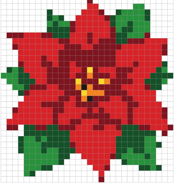 Poinsettia pixel art color by number