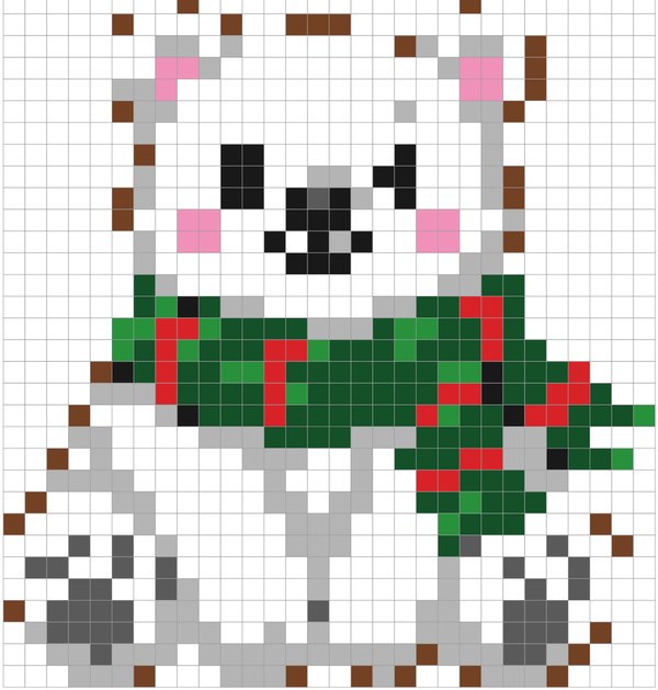 Polar Bear color by number pixel art