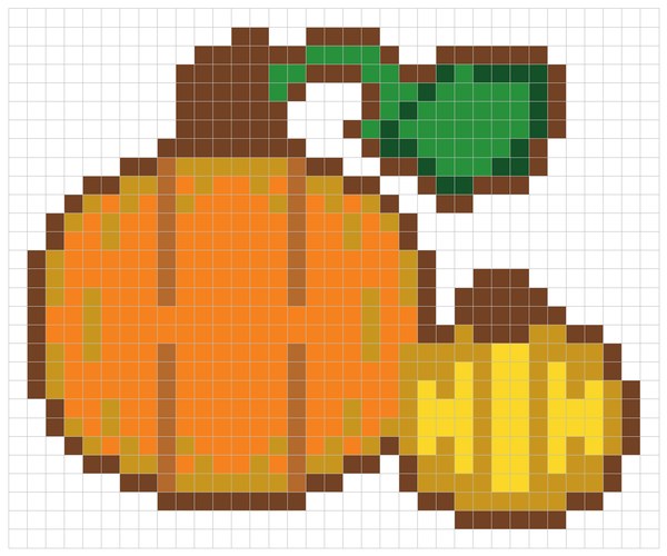 Autumn Pumpkins color by number pixel art