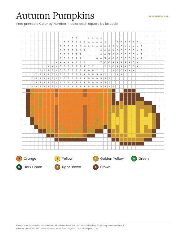 Autumn Pumpkins page partly colored