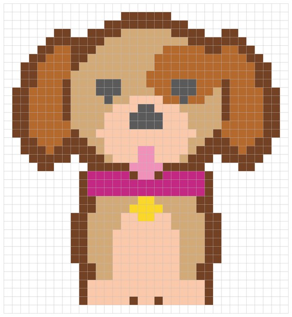Puppy color by number pixel art