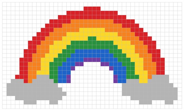 Rainbow color by number pixel art