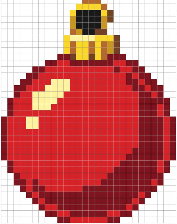 Red Ornament color by number pixel art