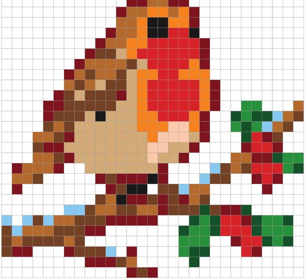 Robin color by number pixel art