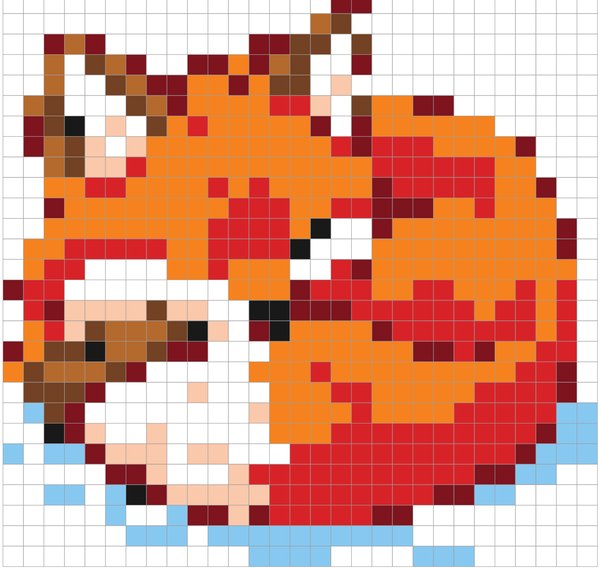 Sleeping Fox color by number pixel art