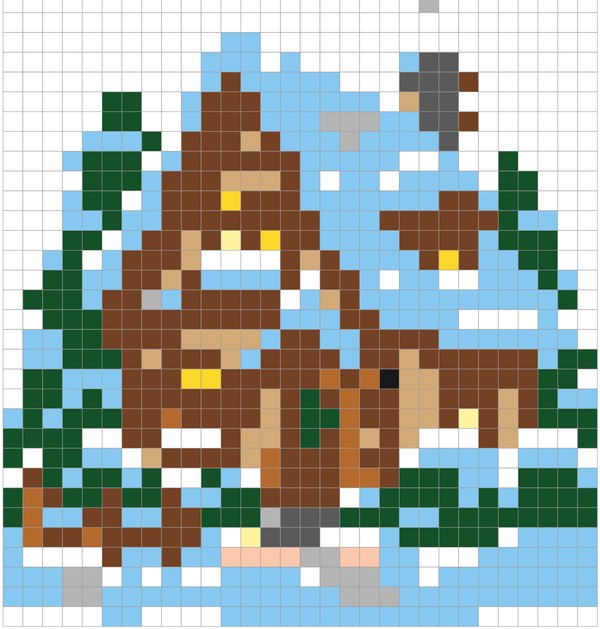 Snowy Cottage color by number pixel art
