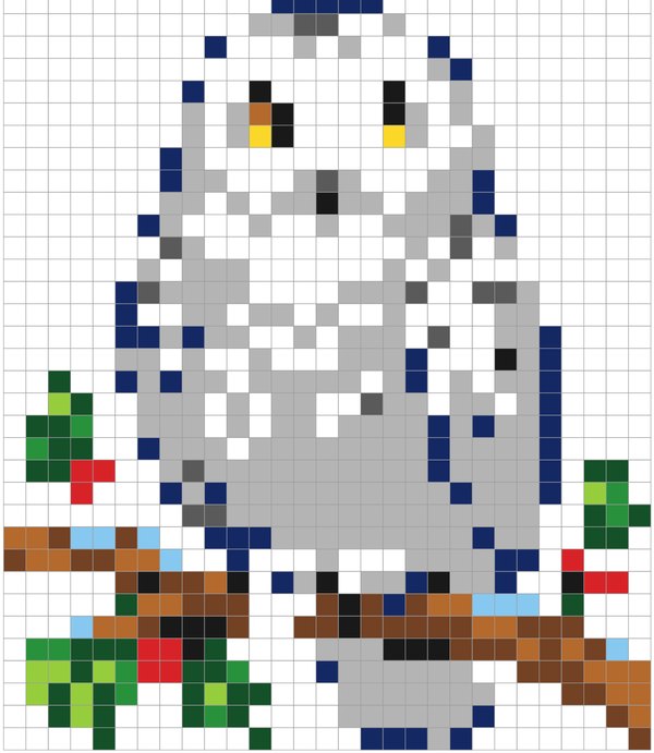 Snowy Owl color by number pixel art