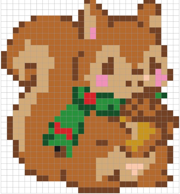 Squirrel pixel art color by number