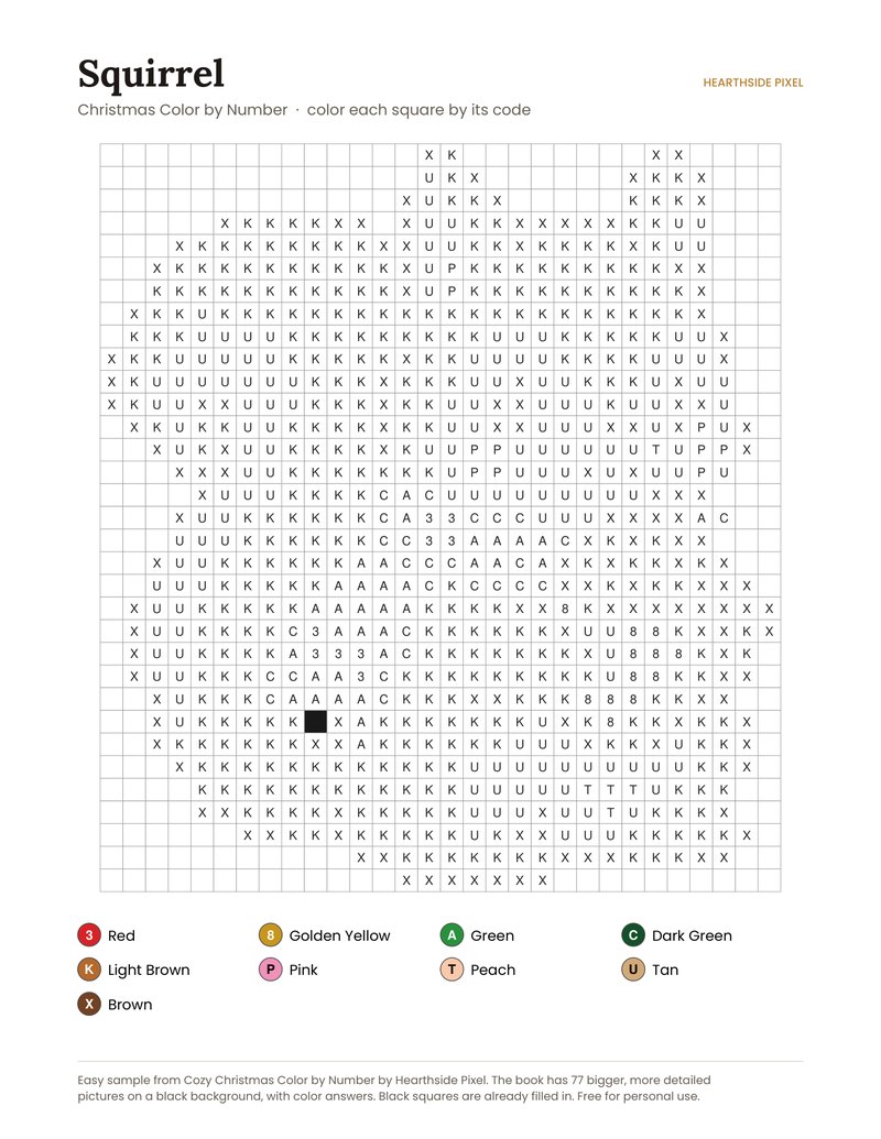 Squirrel color by number printable page