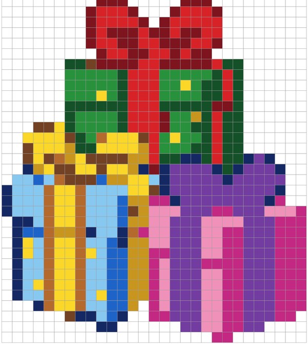 Stack of Presents pixel art color by number