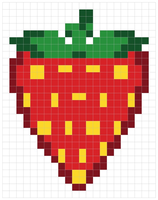 Finished strawberry pixel art