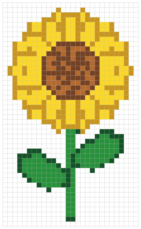 Sunflower color by number pixel art