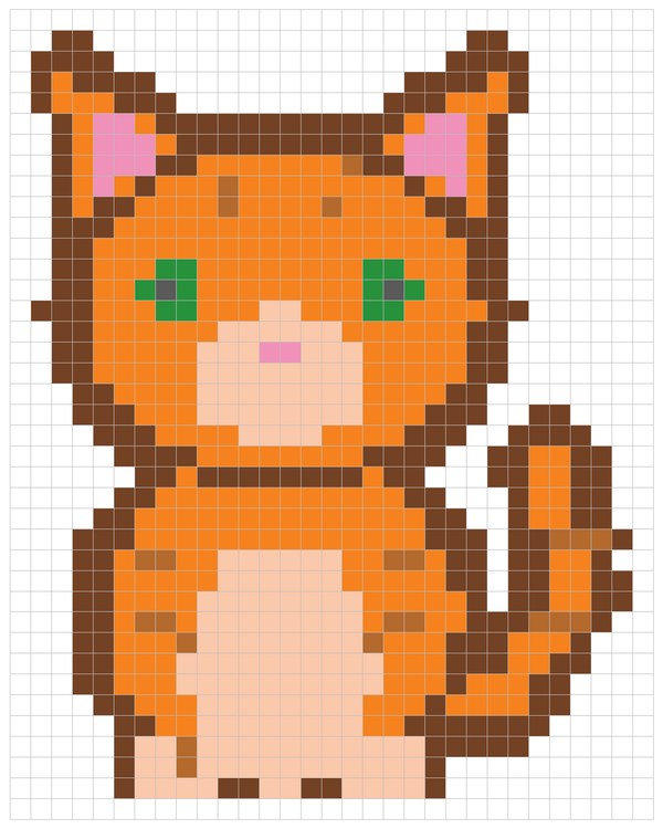 Finished tabby cat pixel art