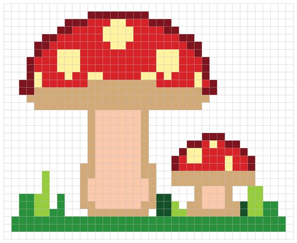 Finished toadstool pixel art