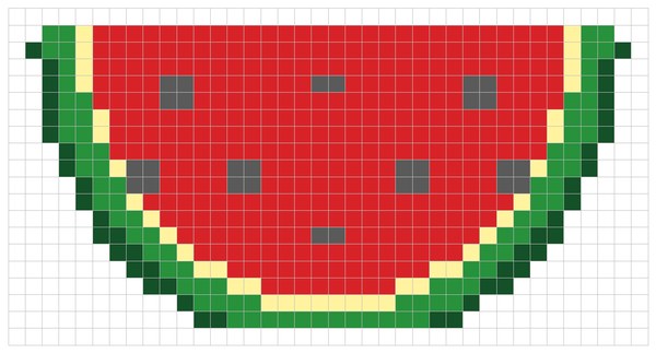 Watermelon Slice color by number pixel art